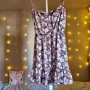 Lush Dry Goods Medium Floral Dress Pink Black
